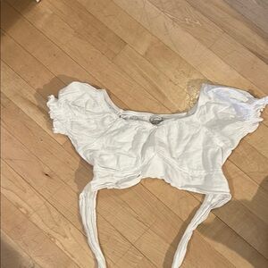 White Puff Sleeve Crop Top